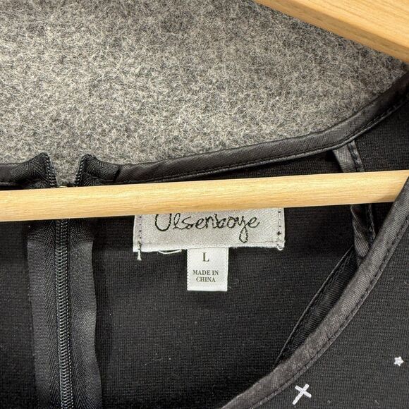 Ulsenlaoye Dress Women L Large Black Geometric Sheath Short Zipper Short Sleeve - Picture 3 of 7